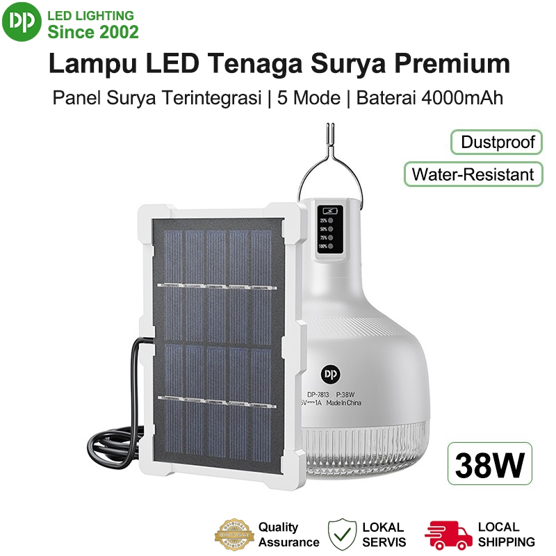 DP Lampu LED Darurat Tenaga Surya Premium + Panel Surya Set, dengan USB Charging, Emergency Outdoor