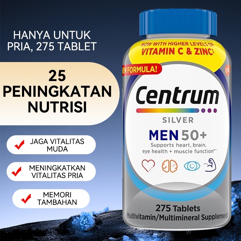 Centrum Pria Vitamin C + Kalsium – 275 tablet, dukungan imun & kesehatan tulang.