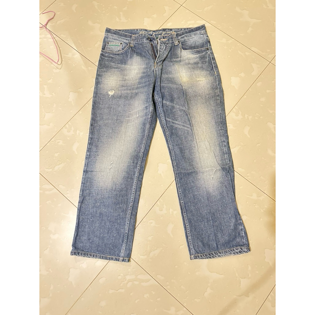 Jeans Merk Point One Jeans Pria Denim Biru Washed Regular Fit
