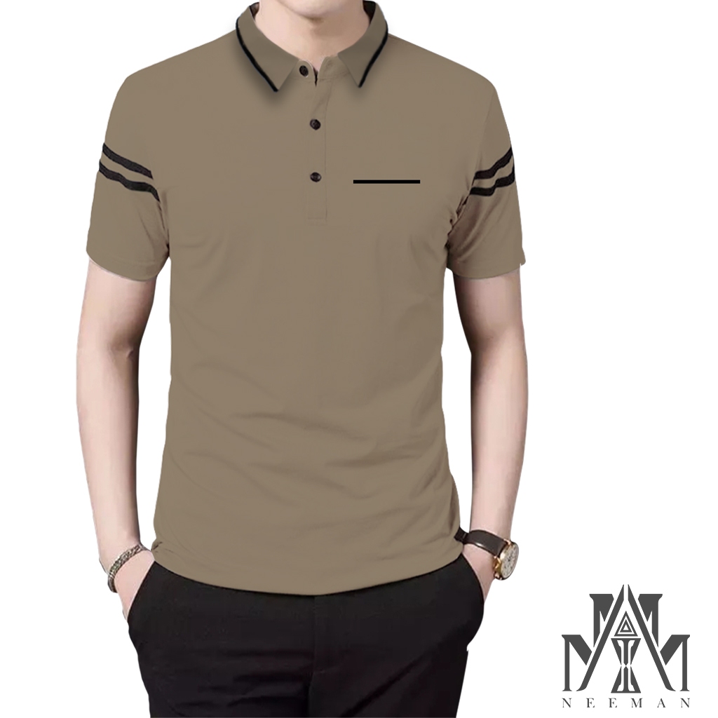 KAOS KERAH PRIA DAUN SAKU GARIS DSG COMBED 24S