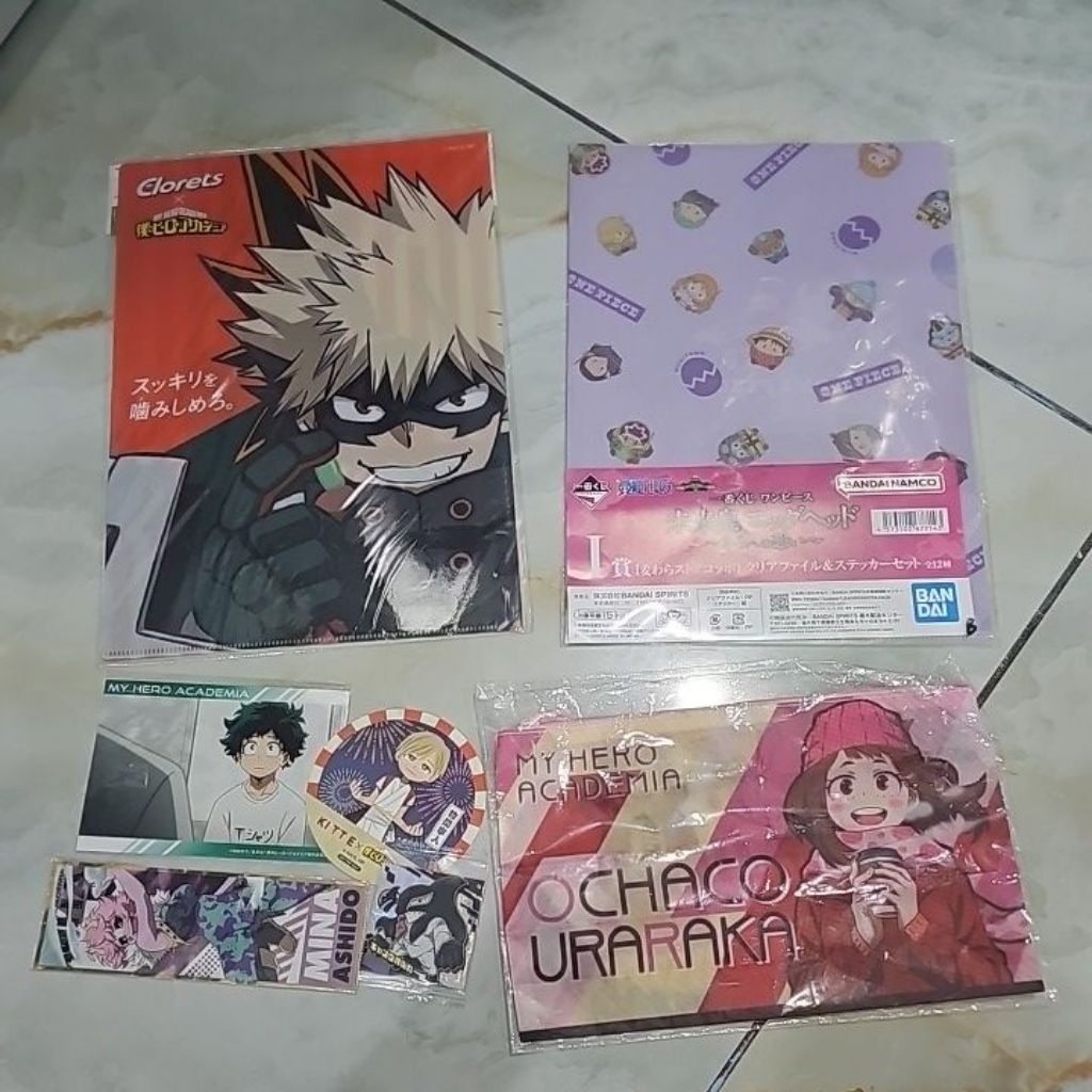 Official anime merchandise boku no hero, one piece, clear file, merch, dompet
