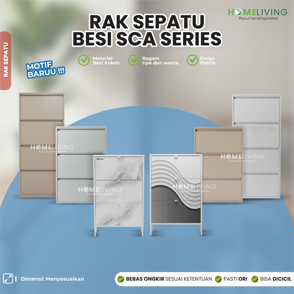 HOMELIVING - RAK SEPATU BESI SCA SERIES - RAK SEPATU MINIMALIS - RAK SEPATU MODERN