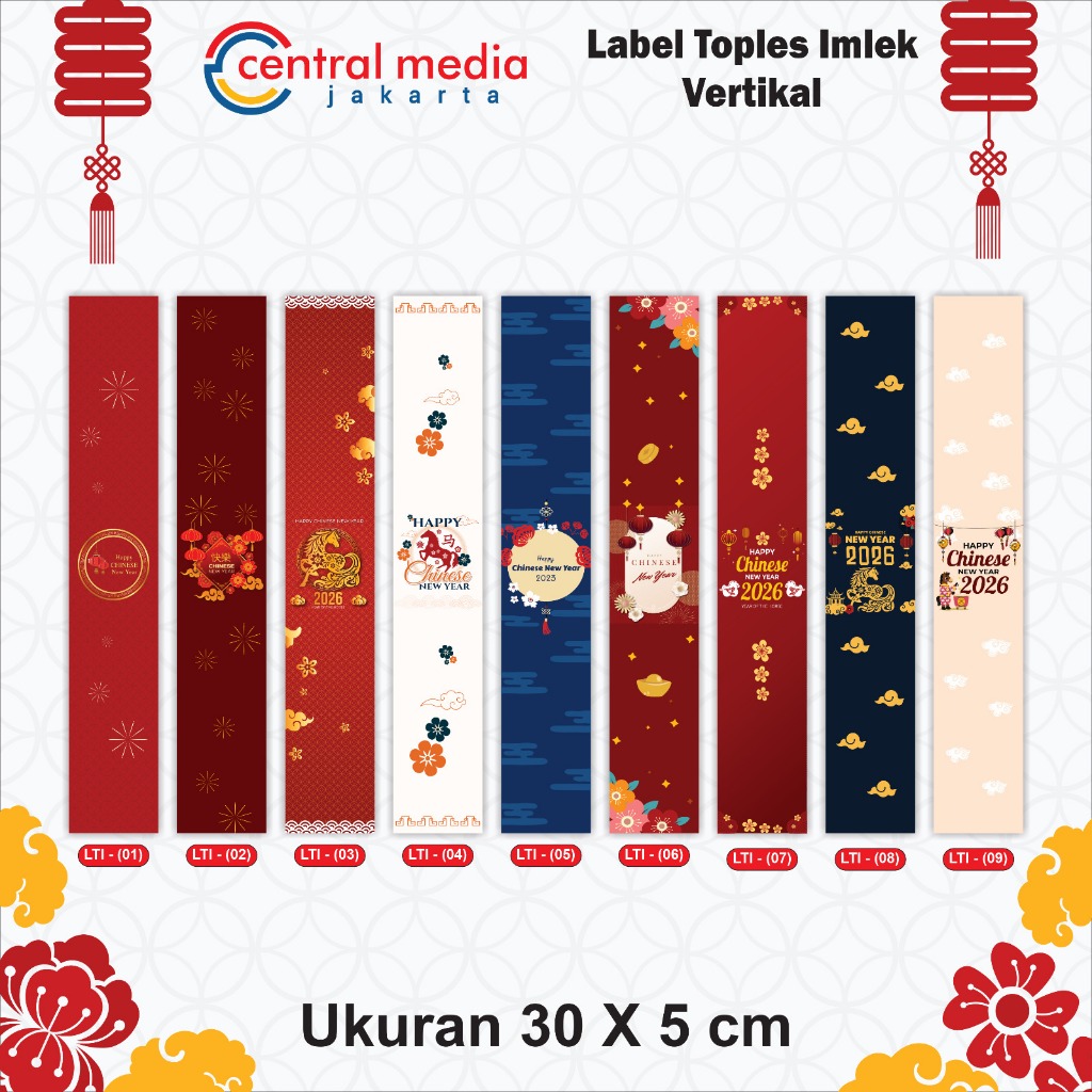 Label Toples Imlek Vertikal 30x5 cm isi 50 pcs Paper Belt Sleeve Hampers Chinese New Year of Horse