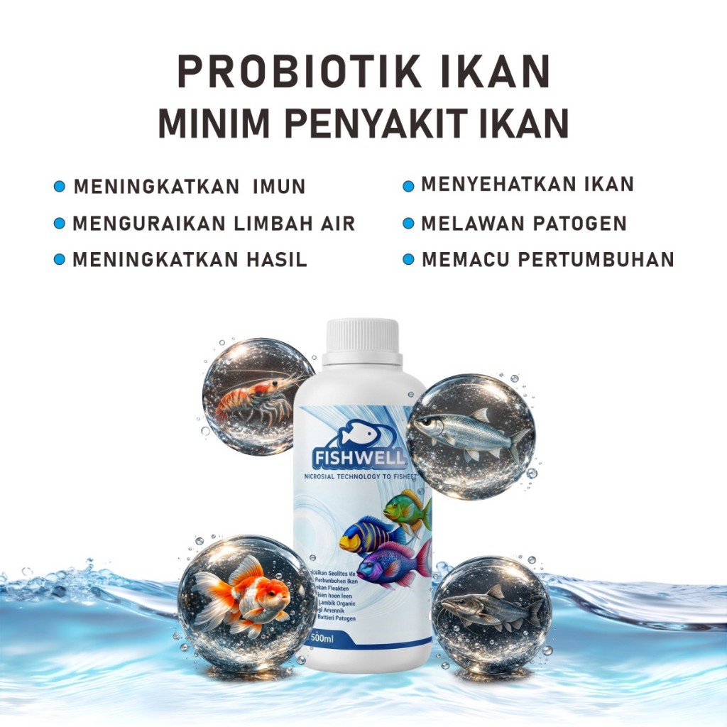 (500ml) Fishwell Bakteri Dekomposer Kolam Ikan & Bioflok Nila Lele