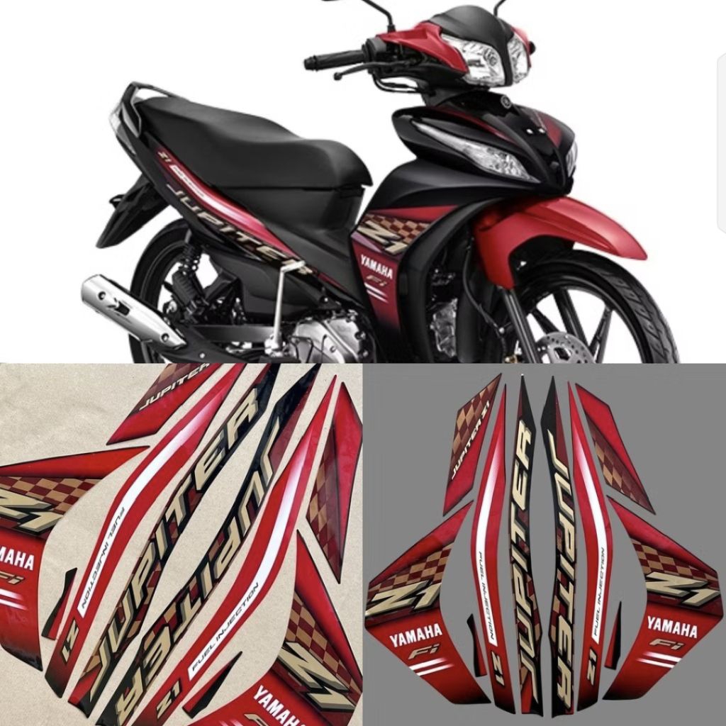 Striping Motor Yamaha Jupiter Z1 Hitam Merah 2025 Sticker Yamaha Jupiter Z1 2025 Merah Hitam Sticker