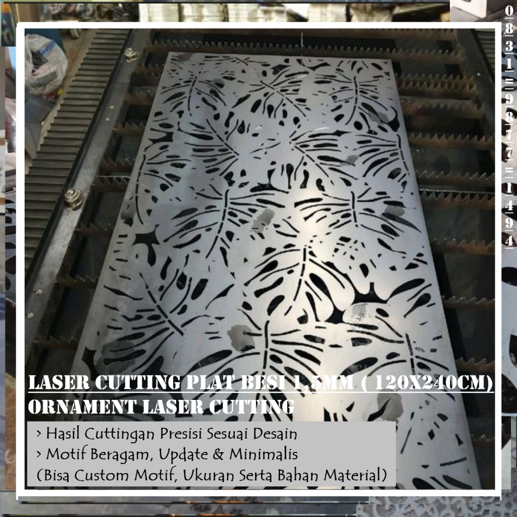 Laser Cutting Plat Besi 1,5mm Ukuran 120x240CM | Ornament Laser Cutting
