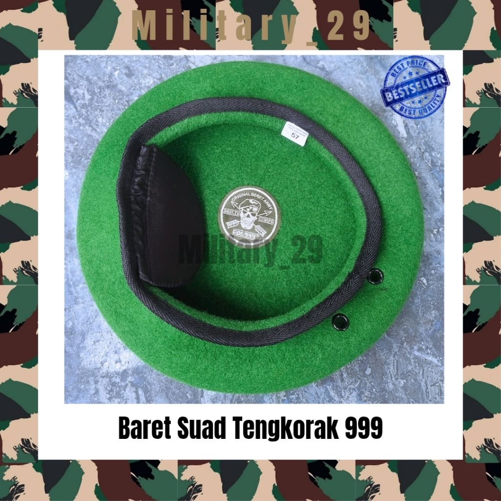 BARET SUAD 999 TENGKORAK| TNI AD | BARET HIJAU/BARET INFANTRI | ORIGINAL BARET TENGKORAK 999 TNI AD