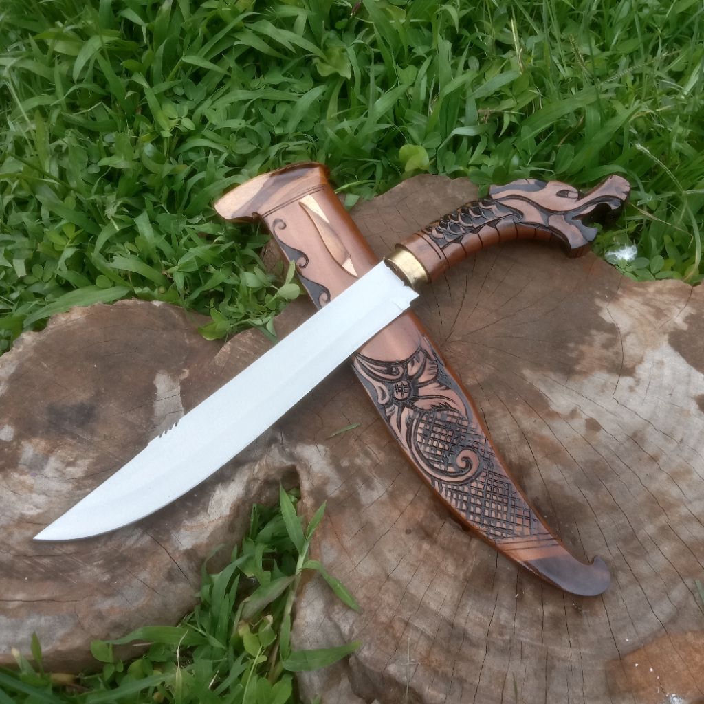 Pisau Dapur Naga Ukir Bahan Baja Strip Pisau Dapur Termurah