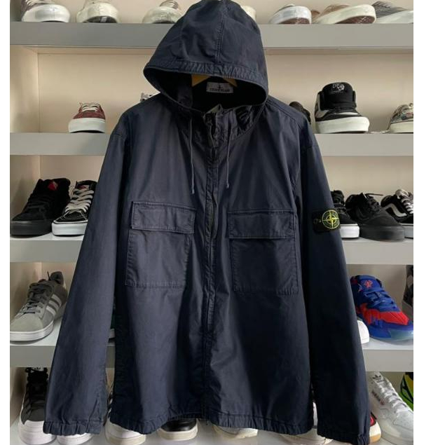STONE ISLAND SUPIMA COTTON TWILL STRETCH TC HOODED JACKET DARK NAVY