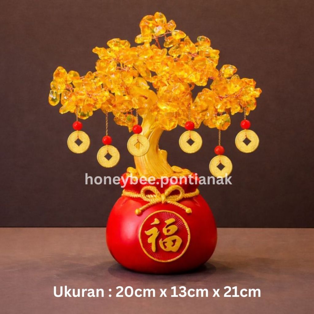 Pohon Keberuntungan Feng Shui /Beruntung Pohon Uang Cina Emas Ingot / Kristal Keberuntungan Hiasan P