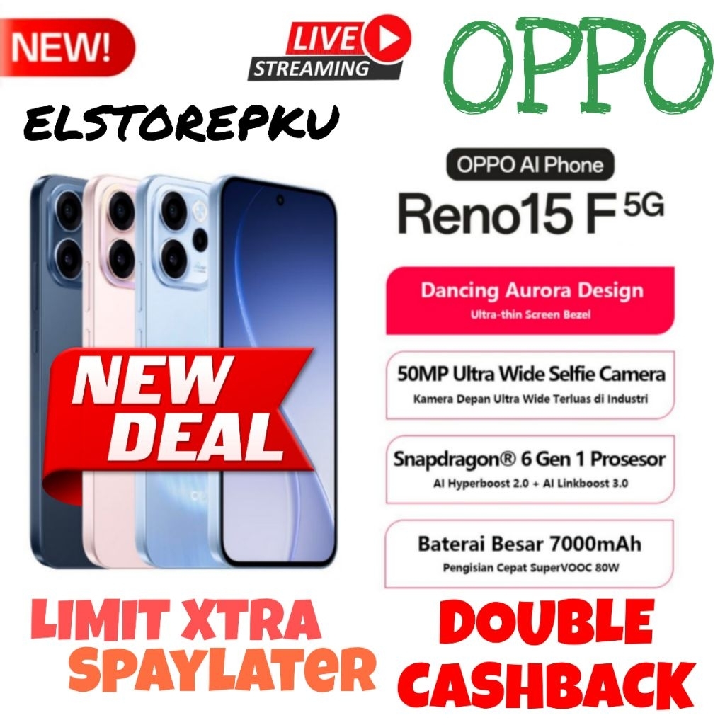 OPPO Reno 15F 5G NFC 12/256 + 8/256 IP69 HP anti air. Snapdragon 5G + 120Hz 7000mAh 80Watt SuperVOOC