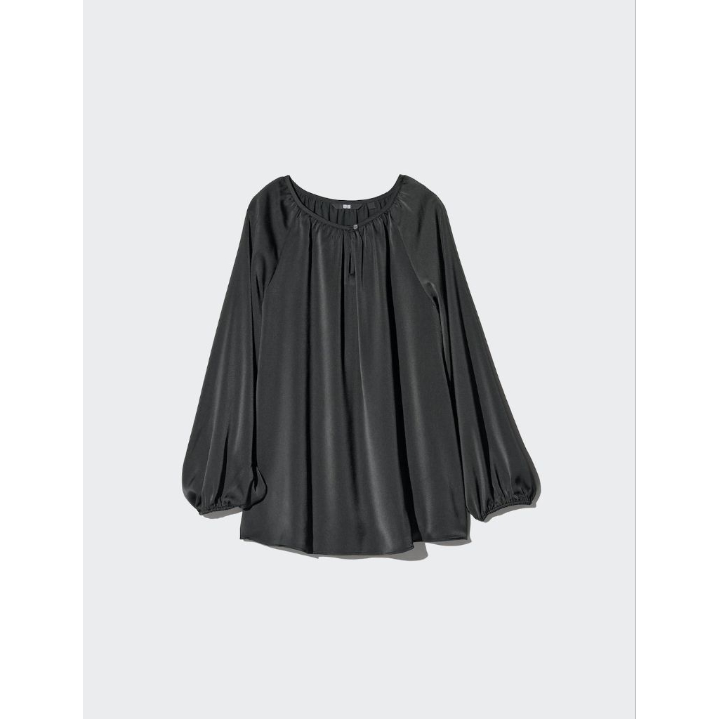 WOMEN Blus Satin Gathered UNIQLO