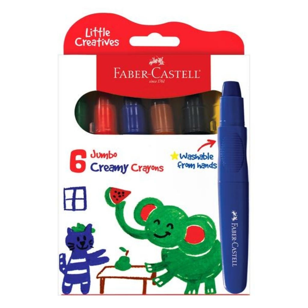FABER CASTELL JUMBO CREAMY WASHABLE SILKY CRAYON KRAYON SUPER LEMBUT