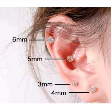 ANTING TITANIUM GIWANG PERMATA ZRCON ANTI KARAT TIDAK ALERGI BISA ANAK & DEWASA 1PASANG