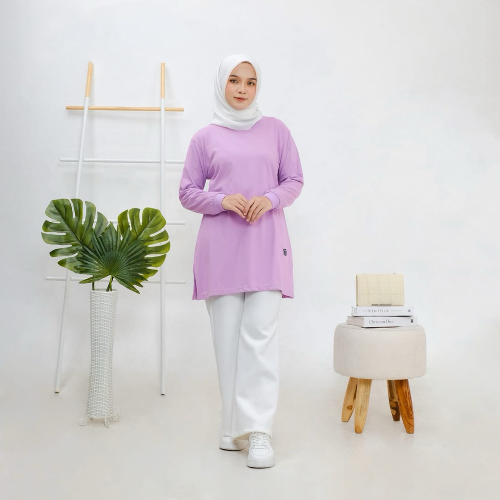 Kaos Tunik Wanita / Tunik Lengan Panjang / Kaos Tunik Polos / Tunik Kekinian / Atasan Tunik Wanita