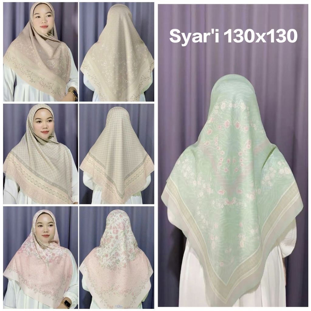 ( KODE SR1 - SR100 ) HIJAB JUMBO SYAR'I SEGI EMPAT VOAL PREMIUM UKURAN 130X130