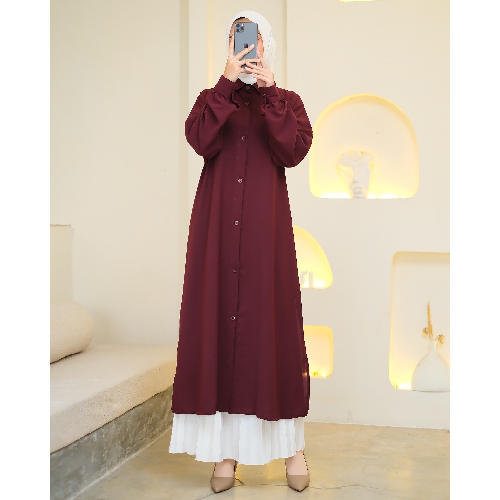 Neyla Long Tunik - Tunik Panjang - Tunik Polos Anti UV - Atasan Long Tunik wanita tali belakang