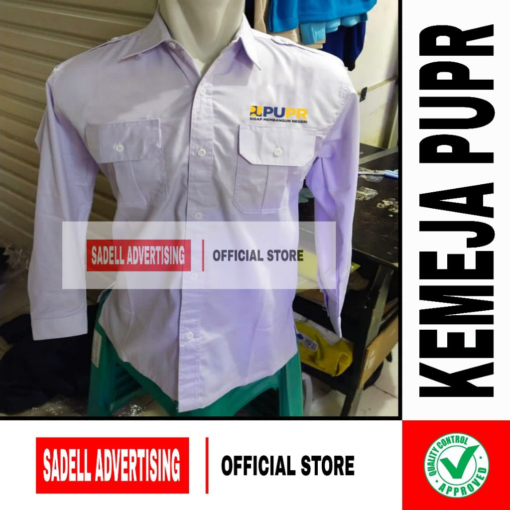 Kemeja PUPR Seragam PUPR Baju Kementerian PUPR Putih PDH Lengan Panjang Pria Bordir