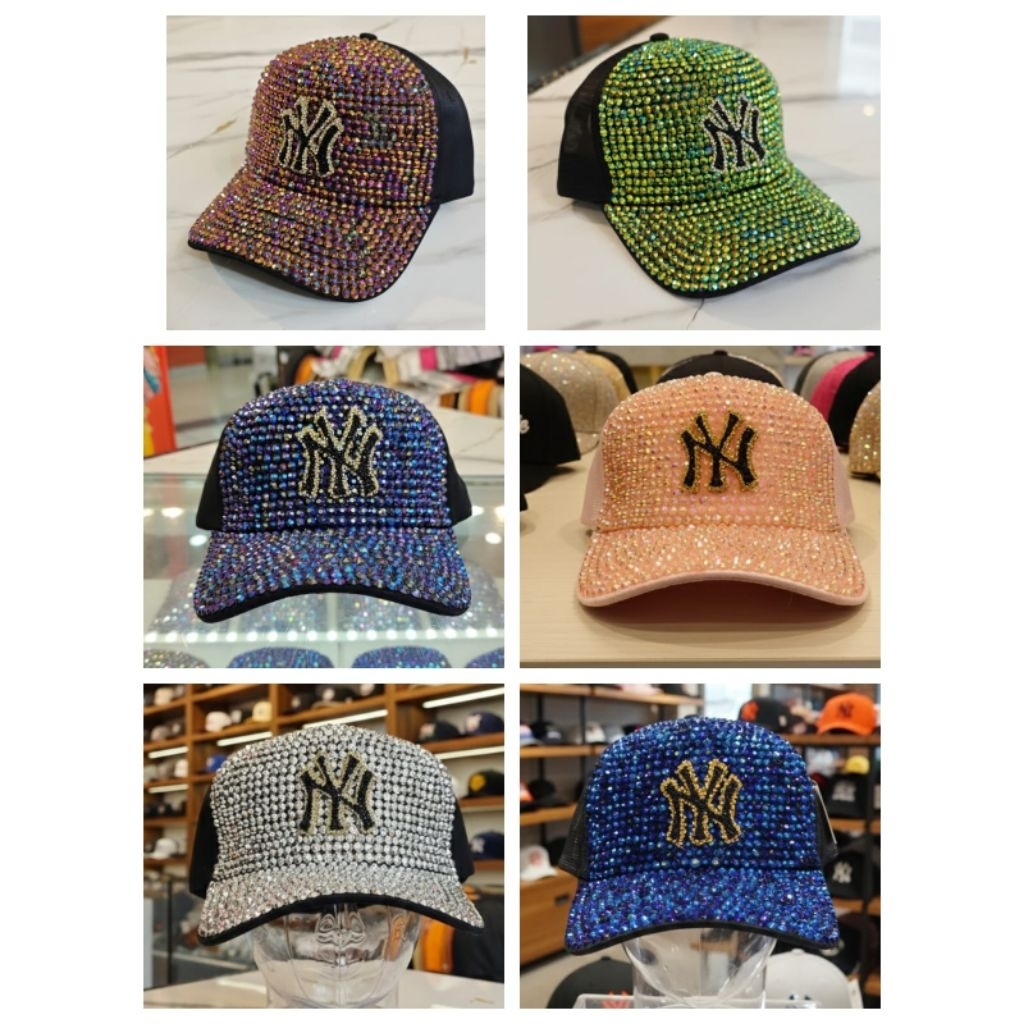Topi Baseball  NY Tekuk Blink Mutiara Pria Wanita Import
