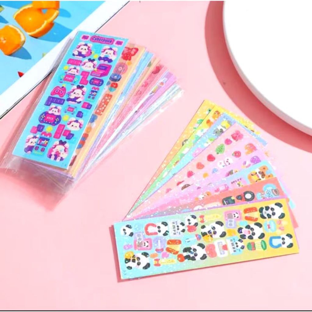 PBS 20 Lembar Stiker DIY Lucu Aesthetic Kartun Shiny Motif Random