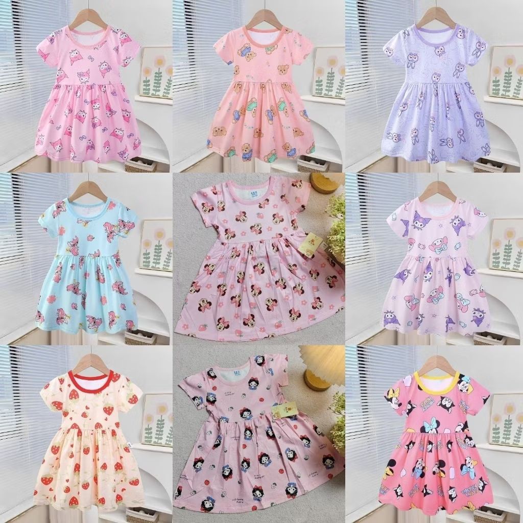 DRESS ANAK ORGANIK USIA 4-7 TAHUN Daster anak Jijibear baju ditidur anak perempuan motif karakter sa