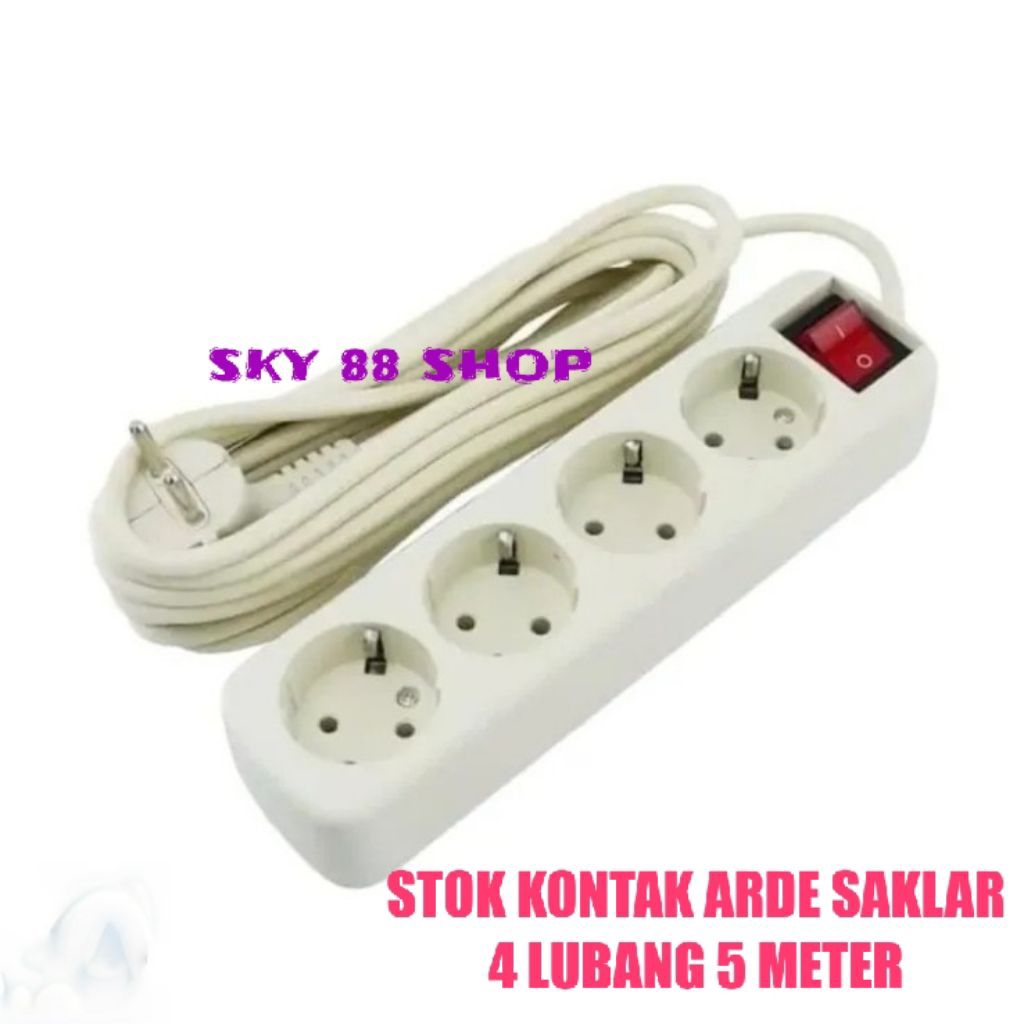 STOK KONTAK 4 LUBANG PANJANG KABEL 5 METER
