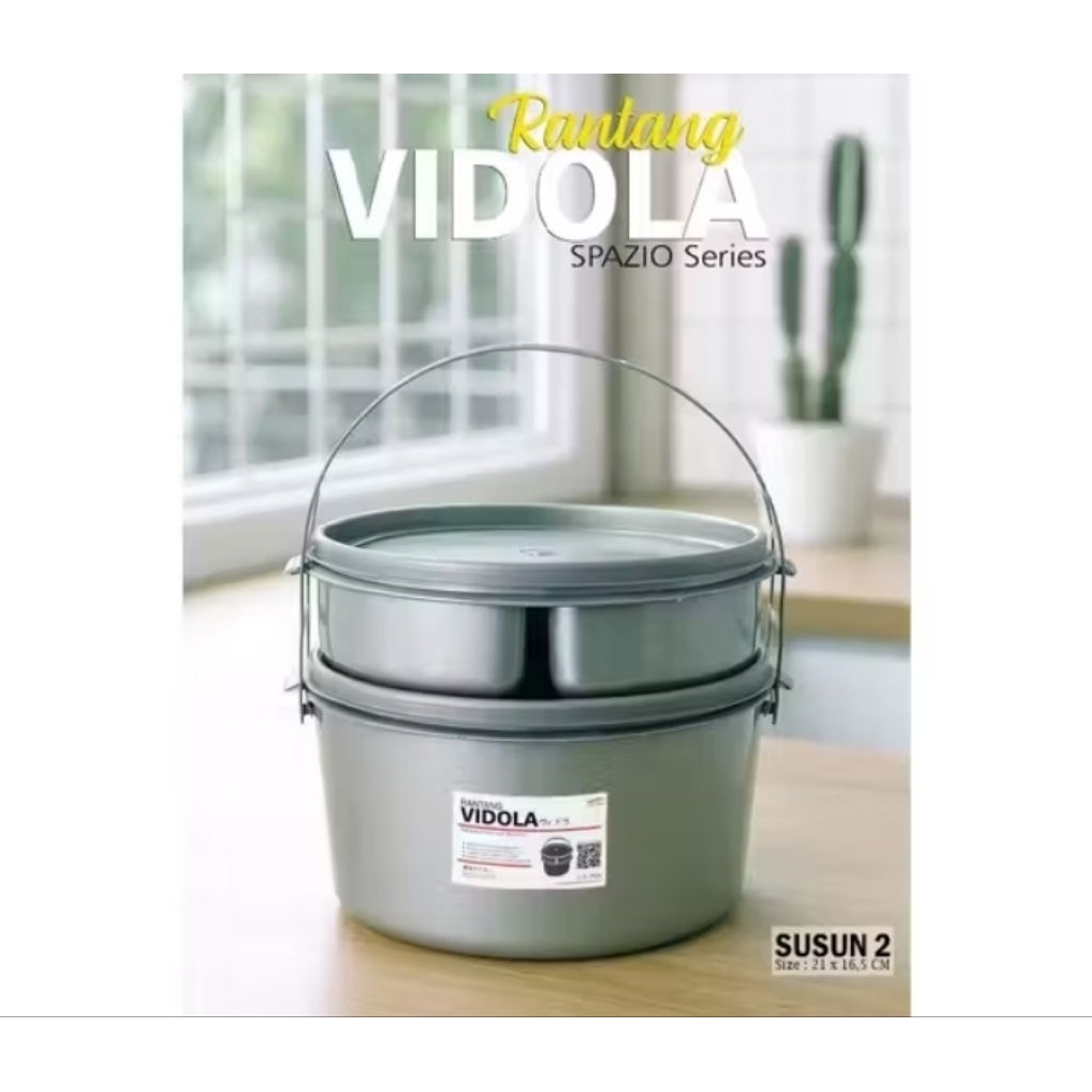 Rantang Vidola 2 Susun Food Grade Aman/Rantang Plastik Bebas BPA/Rantang Hajatan 2 Susun Mudah Dibaw
