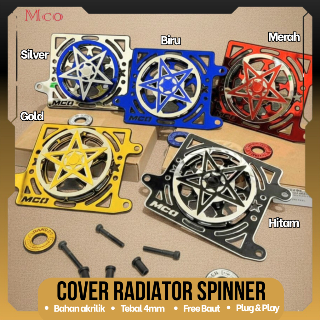 COVER RADIATOR VARIO 125/150 PCX 150 ADV150 SPINNER MODEL BINTANG BAHAN AKRILIK AKSESORIS TUTUP RADI