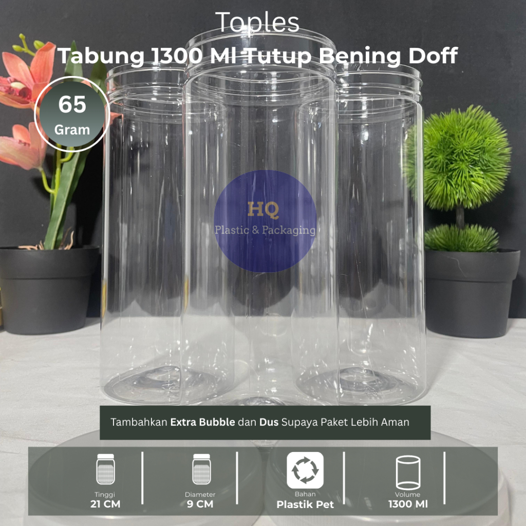 Toples Tabung 1300ml | Toples 1300ml | Toples Plastik 1300ml - Tutup DOFF
