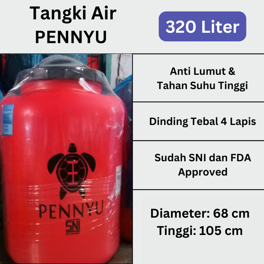 Tandon Tangki Toren Air Penyu 300 Liter 320 Liter Anti Lumut Kuat Lapisan Tebal Berkualitas