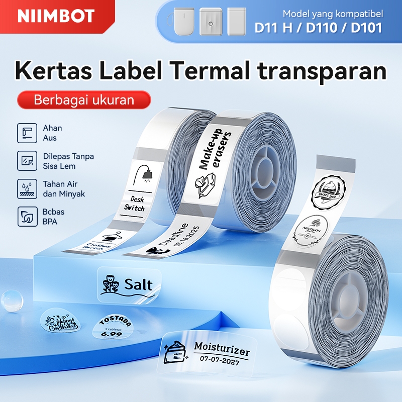 NIIMBOT D110/D11/D101 Label Transparan Thermal - Stiker Logo Bulat, Kode Warna Nail Art, Stiker Sakl