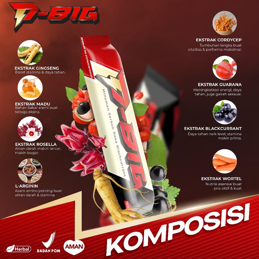 P-BIG Ecer Satuan 1 Sachet Per 1 Saset PBIG Suplemen Kesehatan Herbal Ginseng Madu Cordyceps Guarana