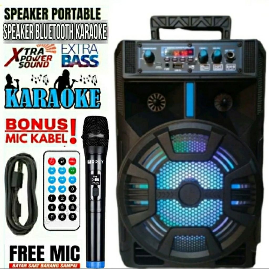 SPEAKER BLUETOOTH SUPER BASS KMS 3381 FREE MIC KARAOKE