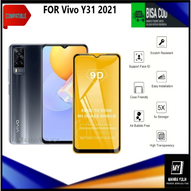 PROMO Tempered Glass Warna Hp Vivo Y31 / Y31s (2021) Anti Gores Kaca Full Layar Full Glue Skin Prote