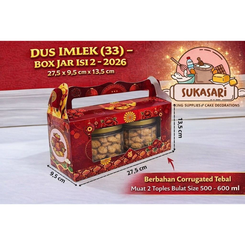 Dus Kotak Tenteng Gable Box / Box Imlek Toples JAR isi 2 toples 500 ml 600 ml - 2026