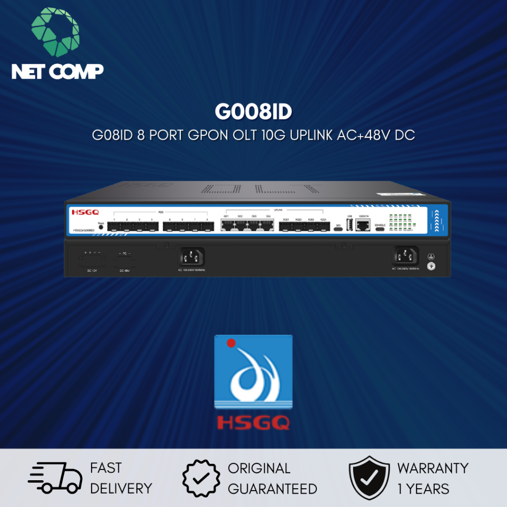 HSGQ-G008ID 8 Port GPON OLT 10G uplink AC+48V DC