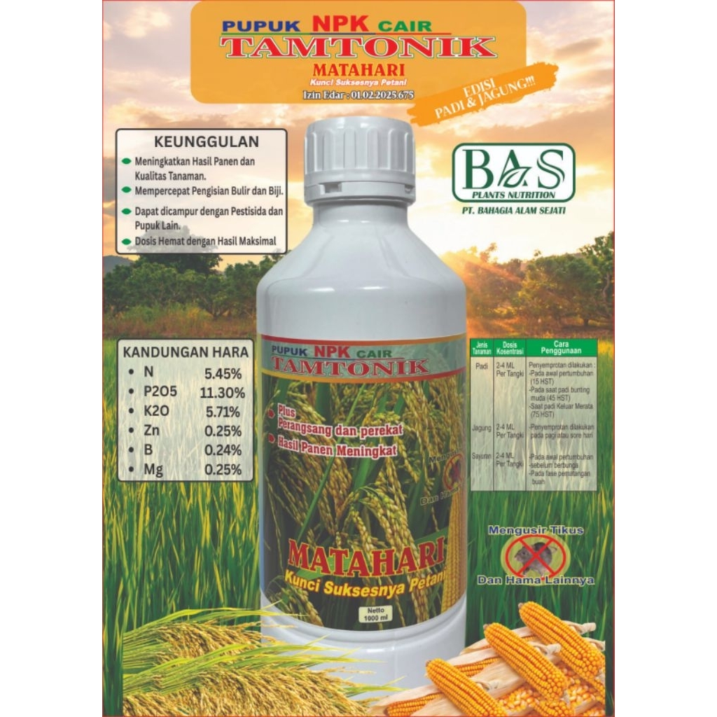 TAMTONIK MATAHARI Pupuk NPK Cair 1 Liter - Nutrisi Kopi Coklat & Hortikultura