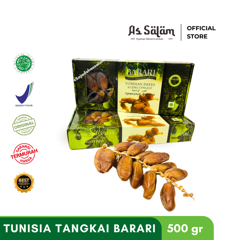 Kurma Tangkai Tunisia Fresh - Kurma Barari Tunisia , Produk baru dan Fresh, Expired panjang - 500 gr