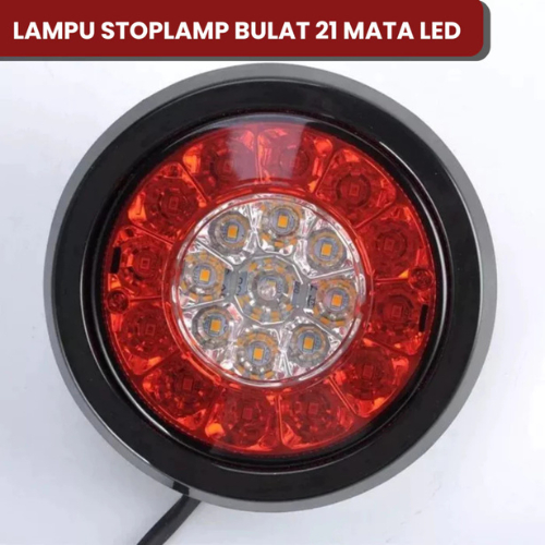 Lampu Rem Stoplamp LED Bulat 21 Mata SD21LED DC 12–24 Volt Universal Mobil Truk Motor Trailer