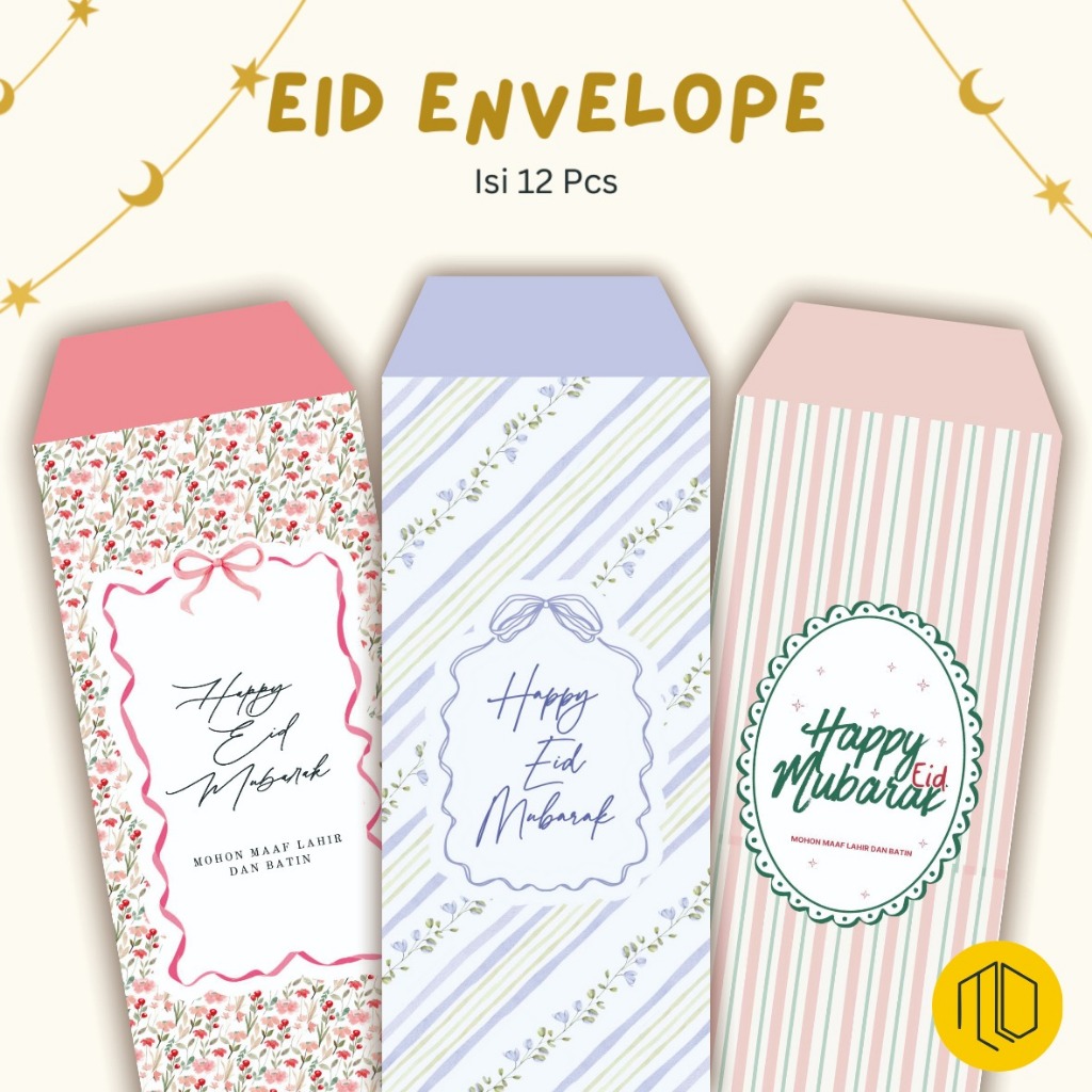 Amplop Angpao Lebaran Idul Fitri Isi 12 Pcs Motif Cequette Pink Aesthetic / Amplop Lebaran Karakter 