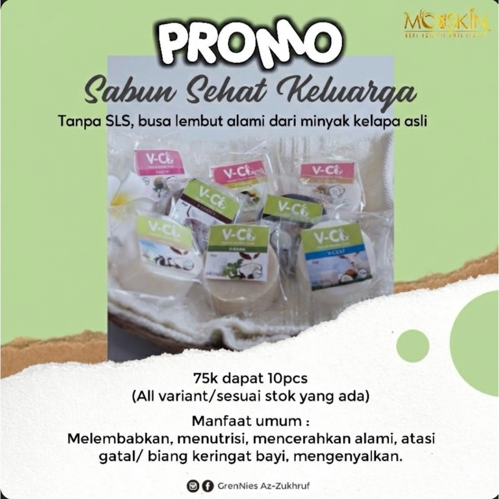Promo Sabun Sehat Keluarga, Moraskin Vco All Variant 20gr