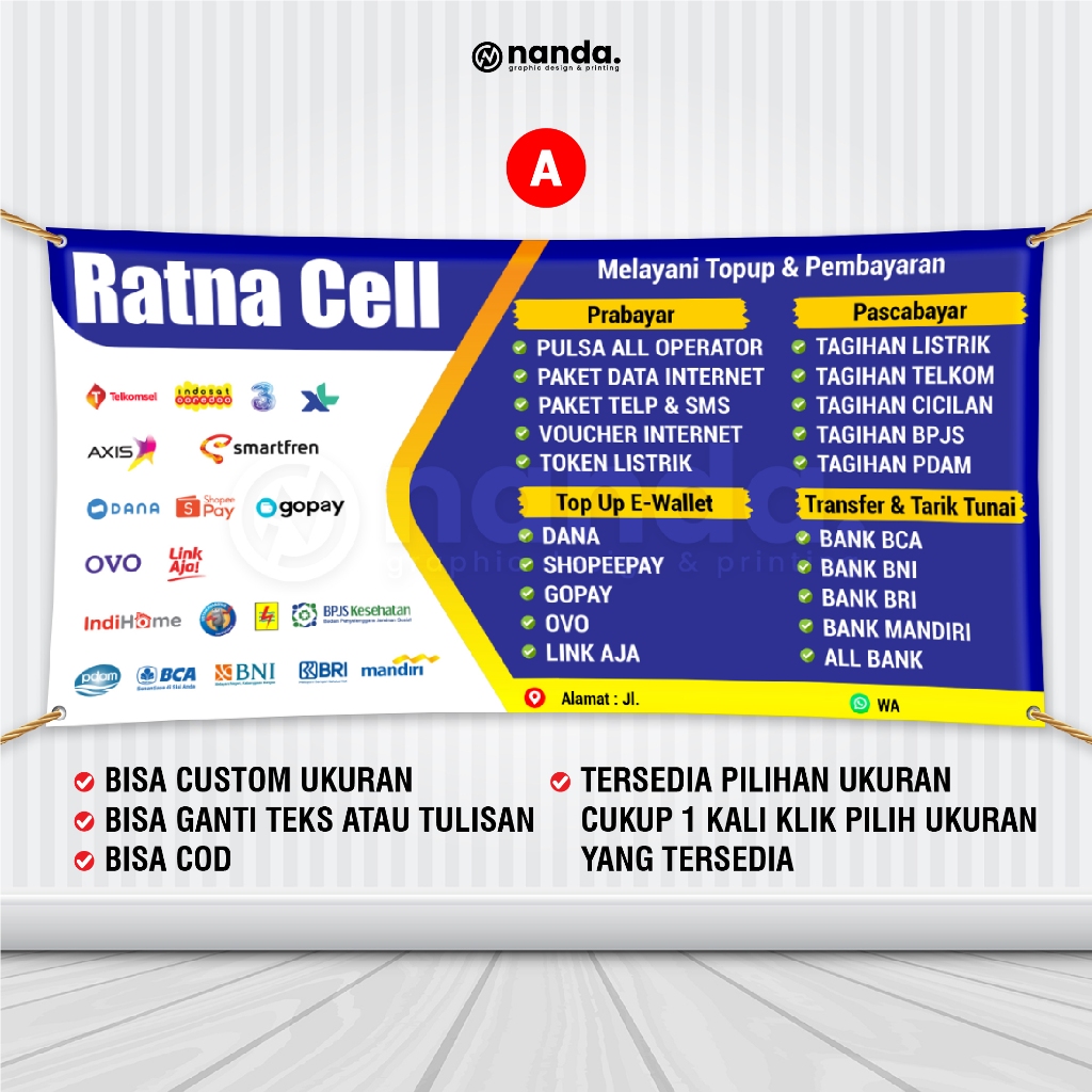 SPANDUK PULSA - BANNER PULSA - SPANDUK KONTER - BANNER KONTER