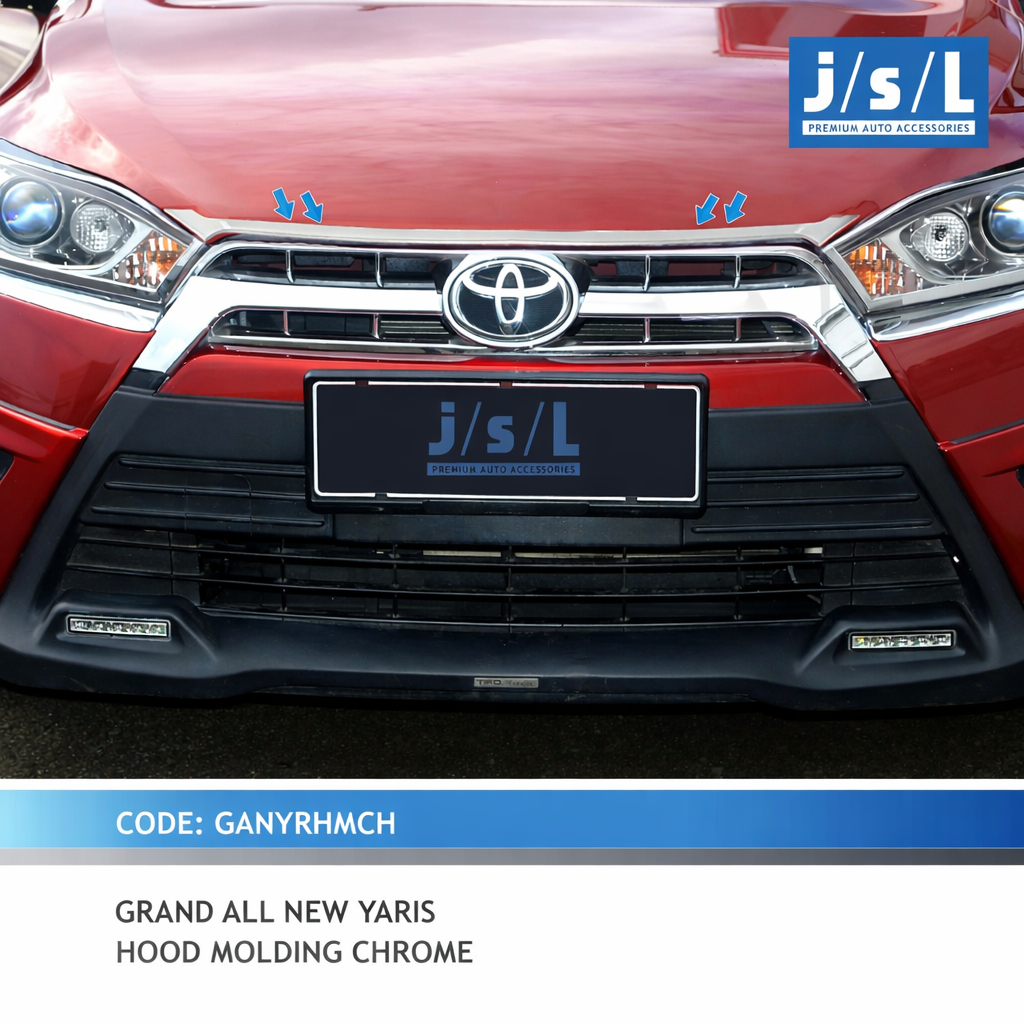 Hood Molding List Kap Mesin Chrome Yaris 2014–2017 Aksesoris Mobil JSL