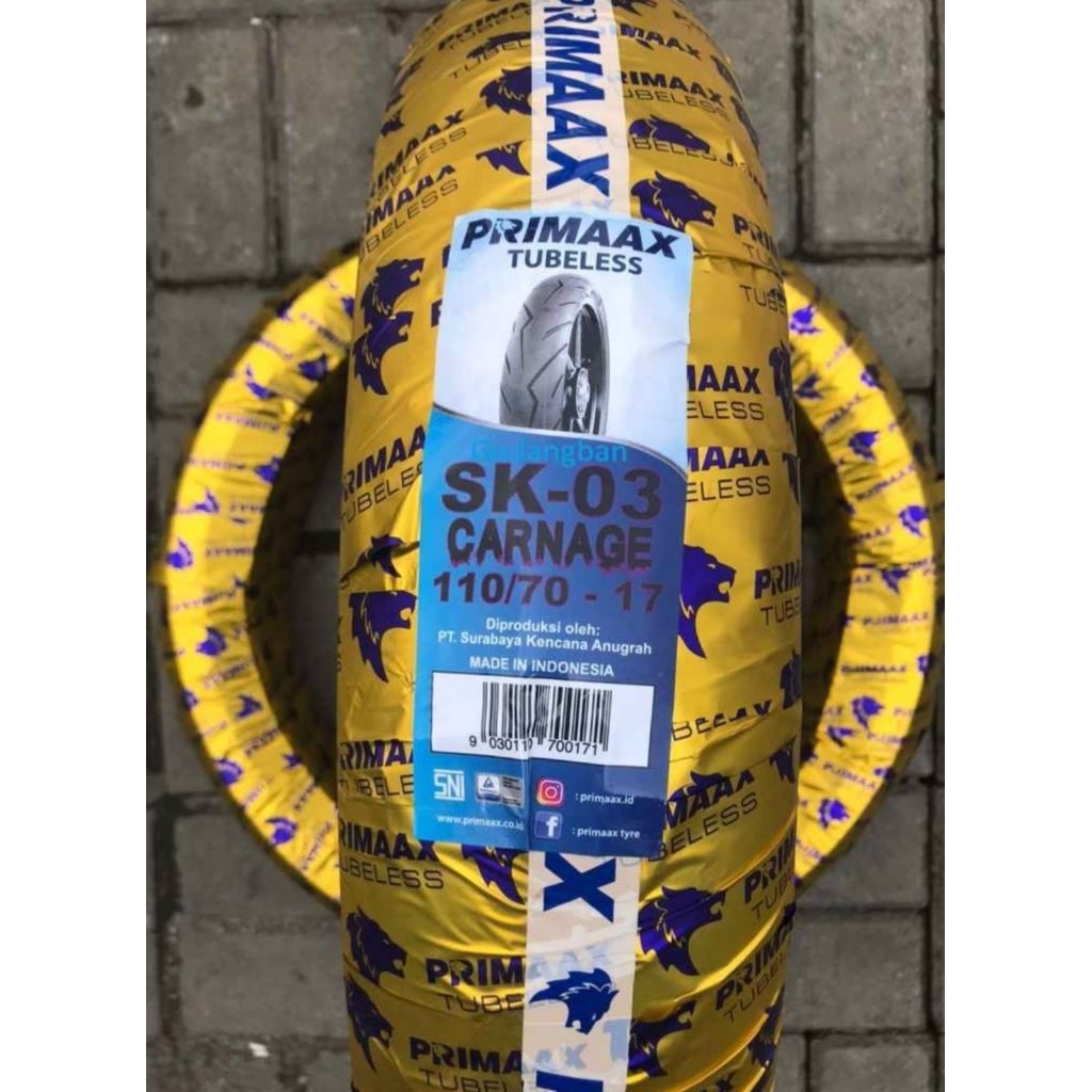 Ban tubles 110/70-17 primax Sk03