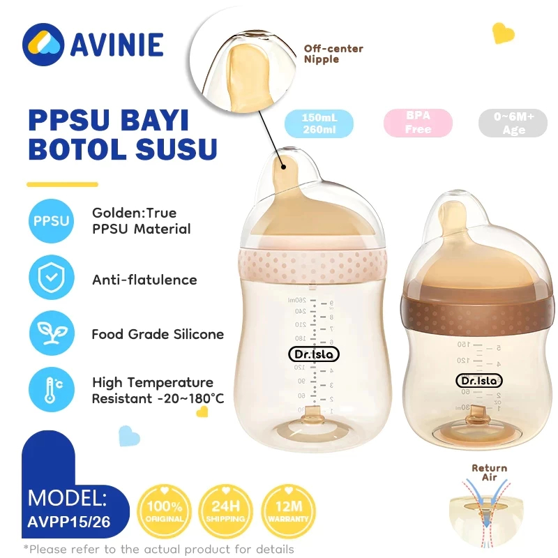 AVINIE & Dr.isla Dot Bayi Botol Susu PPSU Anti Kolik Botol Wide Neck Newborn BPA Free AVPP15
