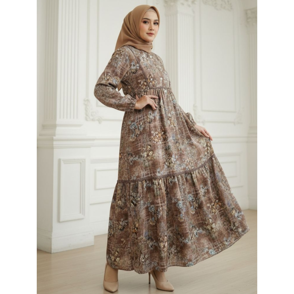 Midi Dress Wanita Bahan Jaguar - Nyaman & Elegan - All Size