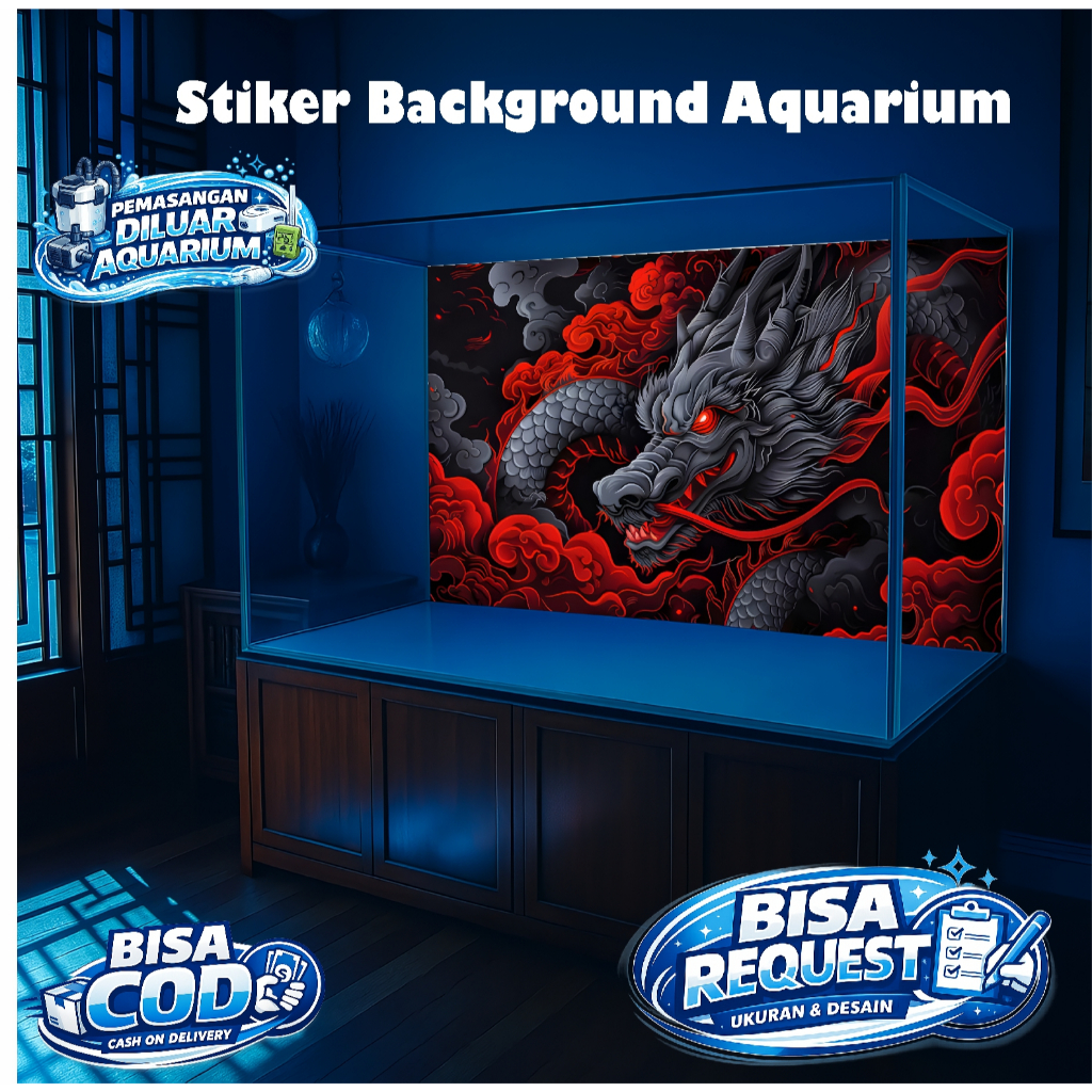 Stiker Walpaper Skotlet Background Aquarium Premium Bahan Vinyl Ditempel Diluar Aquarium Motif HD wa