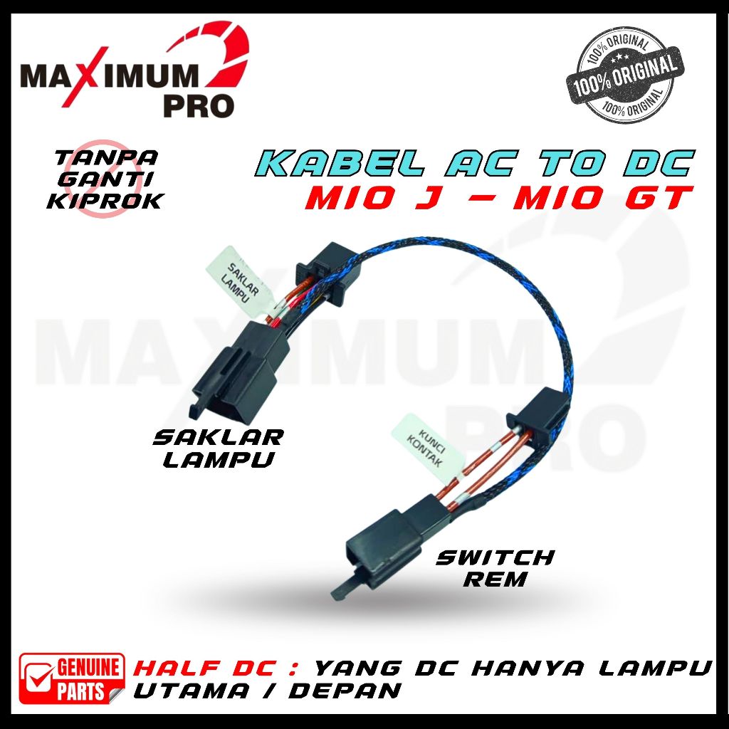 KONVERTER AC TO DC MIO J MIO GT KABEL CONVERTER DC PNP LAMPU MOTOR DEPAN BELAKANG YAMAHA MIO