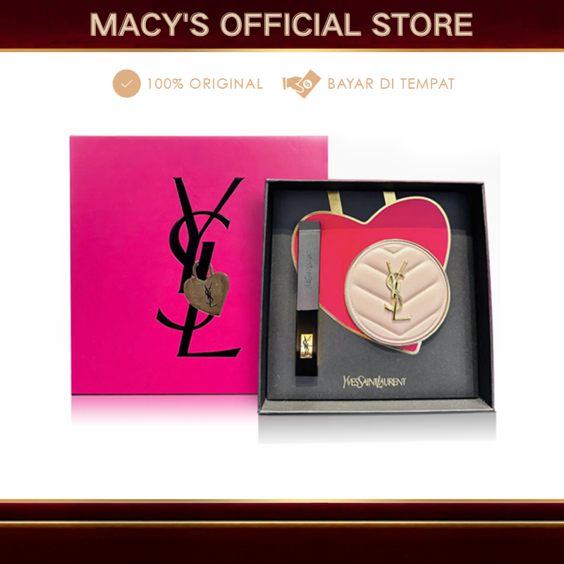 YSL Gift Set | YSL Cushion Pink Matte B10/B20 + ysl lip gloss#314 lipstick rouge makeup Kotak hadiah