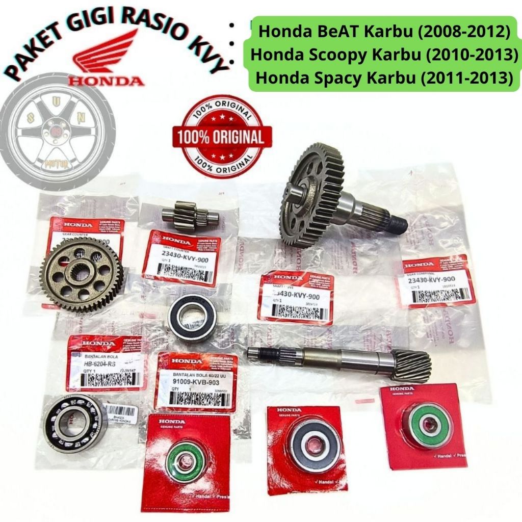GIGI GEAR RASIO KOMPLIT + BEARING KVY ORI AHM Beat Karbu , Scoopy Karbu , Spacy Karbu ASLI ORIGINAL 